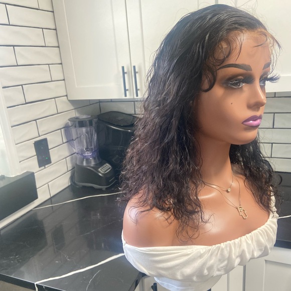 Human hair lace front wig - 16” in length: Mongolian deep curly - Picture 3 of 8